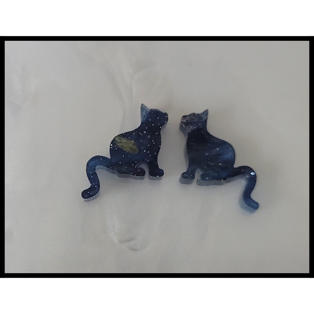Cosmic Kitty Earrings, Galaxy Cat Studs, Space Cat Jewelry